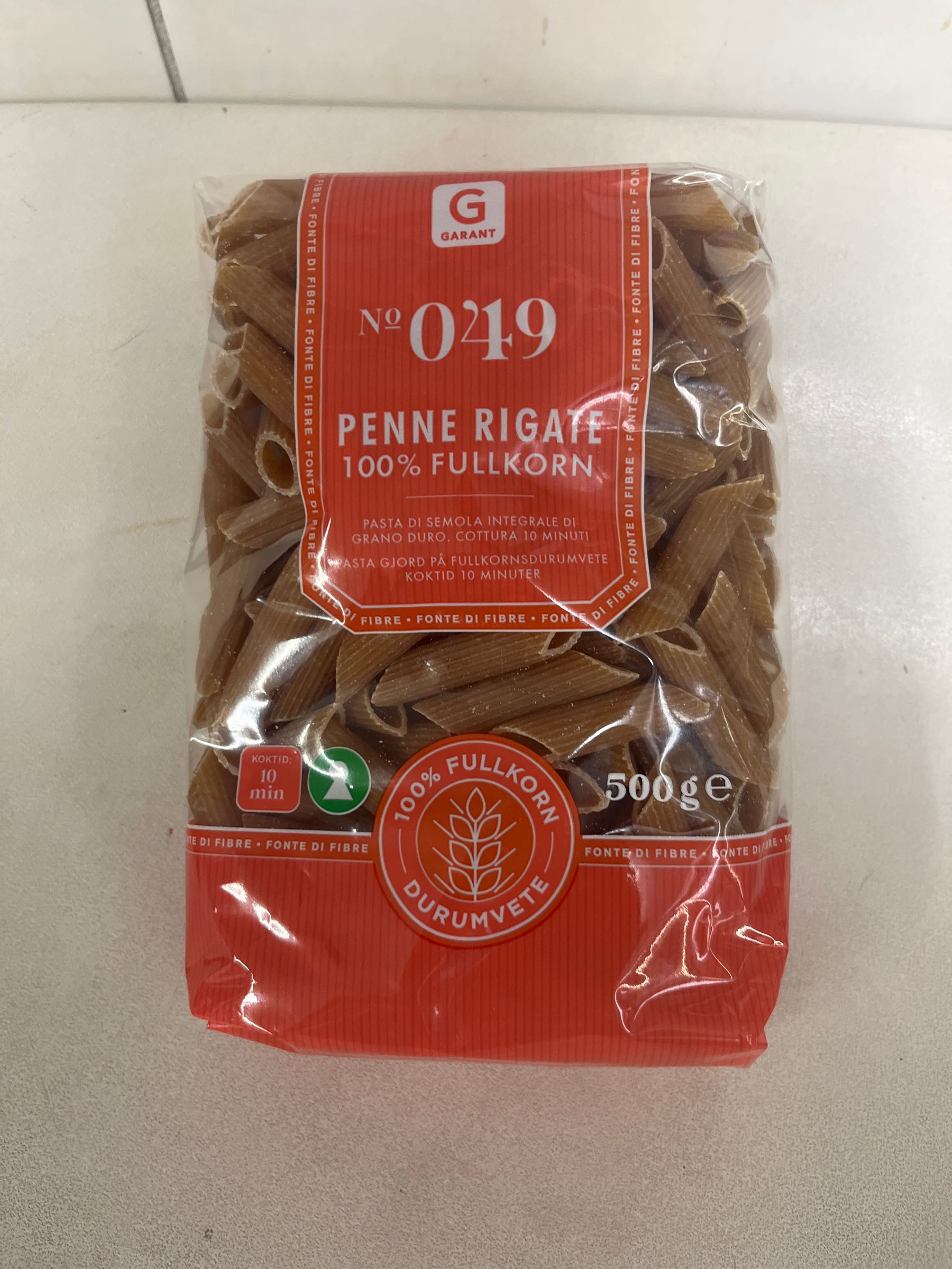 Garant Penne Rigate Fullkorn 500g